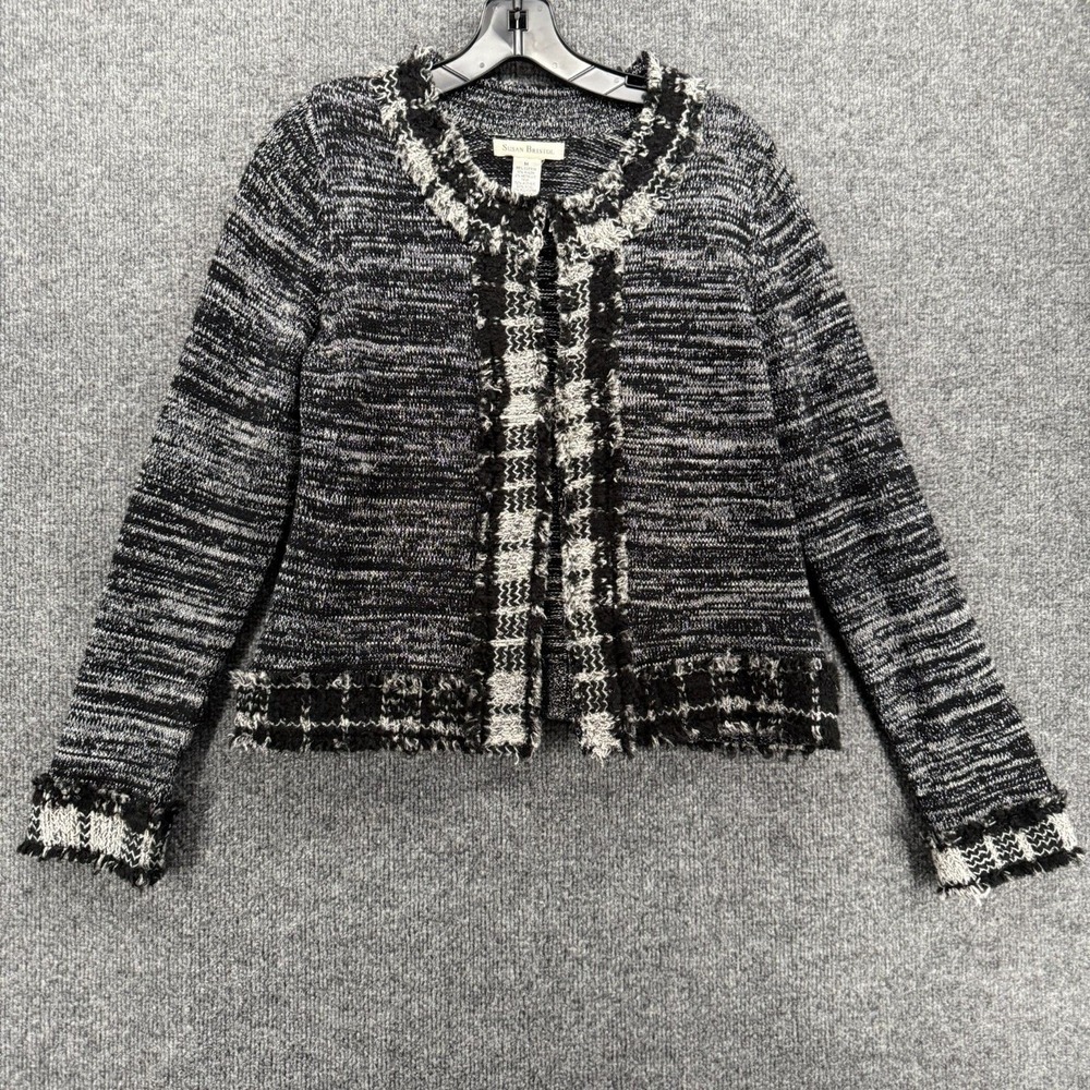 Susan Bristol Blazer Jacket Womens M Black Tweed‎ Ladies Preppy Formal Old Money